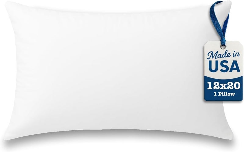 Foamily Throw Pillows Insert 12 x 20 Inches Hypoallergenic, Made in USA - Lumbar Decorative Couch, Bed Pillow - Image 1
